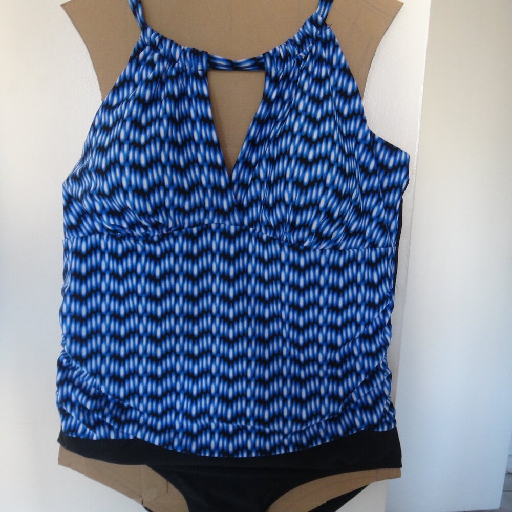 Women Krista SWIMSUIT BATHING Blue Black Size 2X (20W) NEW